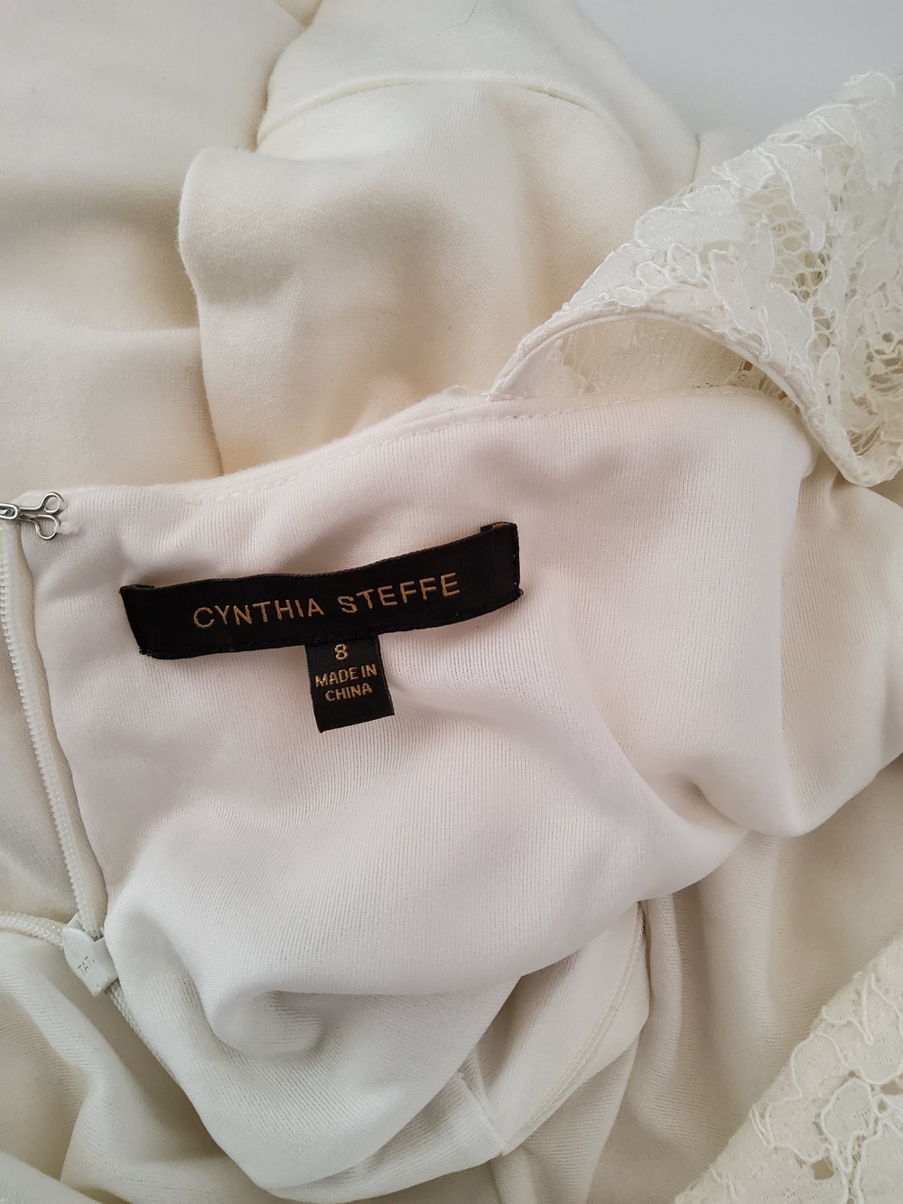 Cynthia Steffe Ivory Lace Yoke Peplum Midi Dress - Picture 5 of 5